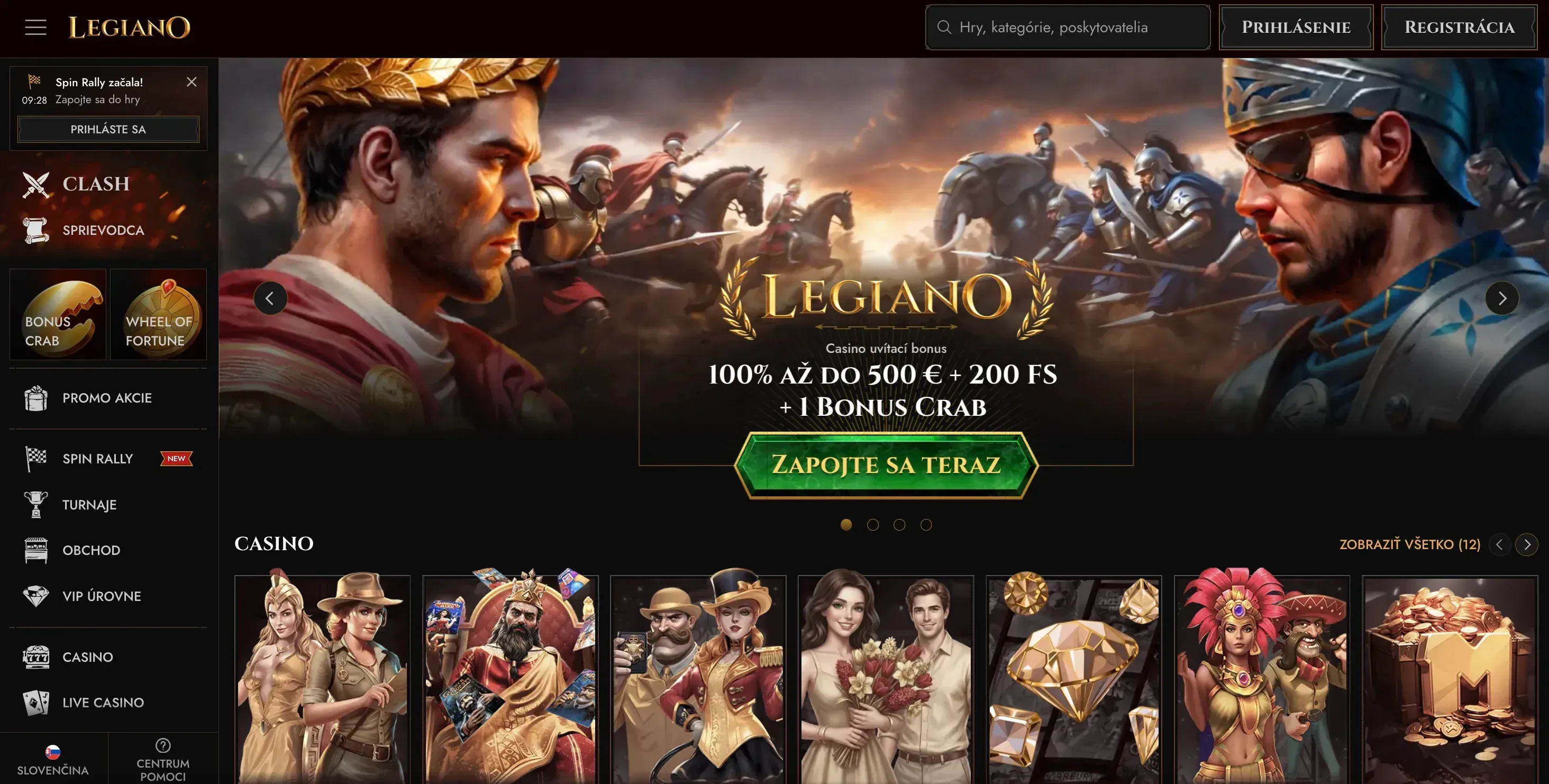 Domovská stránka Legiano casino